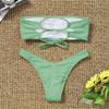 New Bikini High Waist Strapless Bikini Women Swimwear Women Swimsuit Padded Bathing Suit Pure Color Women's Bandeau Bikini Top-High Leg High Waist Bikini Bottom Set by Stevvex