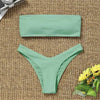 New Bikini High Waist Strapless Bikini Women Swimwear Women Swimsuit Padded Bathing Suit Pure Color Women's Bandeau Bikini Top-High Leg High Waist Bikini Bottom Set by Stevvex
