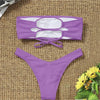 New Bikini High Waist Strapless Bikini Women Swimwear Women Swimsuit Padded Bathing Suit Pure Color Women's Bandeau Bikini Top-High Leg High Waist Bikini Bottom Set by Stevvex