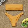 New Bikini High Waist Strapless Bikini Women Swimwear Women Swimsuit Padded Bathing Suit Pure Color Women's Bandeau Bikini Top-High Leg High Waist Bikini Bottom Set by Stevvex
