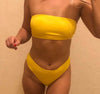 New Bikini High Waist Strapless Bikini Women Swimwear Women Swimsuit Padded Bathing Suit Pure Color Women's Bandeau Bikini Top-High Leg High Waist Bikini Bottom Set by Stevvex