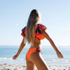 New Bikini Set Female Ruffle Swimwear Women Print Floral Push Up Swimsuit Bathing Suit Flounce Bikini Set Women Side Bandage Two Piece Swimsuit Beachwear by Stevvex