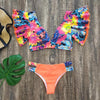 New Bikini Set Female Ruffle Swimwear Women Print Floral Push Up Swimsuit Bathing Suit Flounce Bikini Set Women Side Bandage Two Piece Swimsuit Beachwear by Stevvex