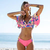 New Bikini Set Female Ruffle Swimwear Women Print Floral Push Up Swimsuit Bathing Suit Flounce Bikini Set Women Side Bandage Two Piece Swimsuit Beachwear by Stevvex