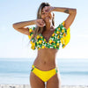 New Bikini Set Female Ruffle Swimwear Women Print Floral Push Up Swimsuit Bathing Suit Flounce Bikini Set Women Side Bandage Two Piece Swimsuit Beachwear by Stevvex