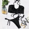 New Bikini Set Women Solid Female Cut Bikinis Swimwear Push Up Swimsuit Bath Suit Women's Bikini Padded Cutout Strappy Halter Swimsuits Two Piece Bathing Suits by Stevvex