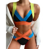 New Bikini Sets Black Push Up Swimsuit Women Neon Patchwork Bikini Swimsuit 2 Piece Cutout Molded Push Up Bathing Suit Women Swimwear Splicing Bathing Suit Holiday Beach Swimming Suit by Stevvex