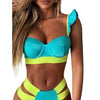 New Bikini Sets Black Push Up Swimsuit Women Neon Patchwork Bikini Swimsuit 2 Piece Cutout Molded Push Up Bathing Suit Women Swimwear Splicing Bathing Suit Holiday Beach Swimming Suit by Stevvex