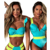 New Bikini Sets Black Push Up Swimsuit Women Neon Patchwork Bikini Swimsuit 2 Piece Cutout Molded Push Up Bathing Suit Women Swimwear Splicing Bathing Suit Holiday Beach Swimming Suit by Stevvex