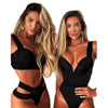 New Bikini Sets Black Push Up Swimsuit Women Neon Patchwork Bikini Swimsuit 2 Piece Cutout Molded Push Up Bathing Suit Women Swimwear Splicing Bathing Suit Holiday Beach Swimming Suit by Stevvex