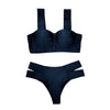 New Bikini Sets Black Push Up Swimsuit Women Neon Patchwork Bikini Swimsuit 2 Piece Cutout Molded Push Up Bathing Suit Women Swimwear Splicing Bathing Suit Holiday Beach Swimming Suit by Stevvex