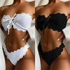 New Black/White Bikini High Waist Strapless Bikini Women Swimwear Women's Swimsuit Padded Bathing Suit Lace-up Pure Color Soft And Comfortable Bikinis by Stevvex