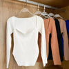 New Casual And Trendy Square Collar Long Sleeve Woman's Sweaters Knitted Pullover Spring Autumn Sweater Winter Tops For Women Black And White Jumper by Stevvex