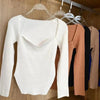 New Casual And Trendy Square Collar Long Sleeve Woman's Sweaters Knitted Pullover Spring Autumn Sweater Winter Tops For Women Black And White Jumper by Stevvex