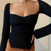 New Casual And Trendy Square Collar Long Sleeve Woman's Sweaters Knitted Pullover Spring Autumn Sweater Winter Tops For Women Black And White Jumper by Stevvex