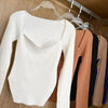 New Casual And Trendy Square Collar Long Sleeve Woman's Sweaters Knitted Pullover Spring Autumn Sweater Winter Tops For Women Black And White Jumper by Stevvex