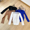 New Casual And Trendy Square Collar Long Sleeve Woman's Sweaters Knitted Pullover Spring Autumn Sweater Winter Tops For Women Black And White Jumper by Stevvex