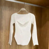 New Casual And Trendy Square Collar Long Sleeve Woman's Sweaters Knitted Pullover Spring Autumn Sweater Winter Tops For Women Black And White Jumper by Stevvex