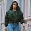 New Classic Design Autumn Winter Green Short Jackets Women Fashionable Long Sleeve Zipper Bomber Jacket Outwear Women's Coat by Stevvex