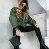 New Classic Design Autumn Winter Green Short Jackets Women Fashionable Long Sleeve Zipper Bomber Jacket Outwear Women's Coat by Stevvex