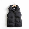 New Cotton Padded Autumn Winter Women's Solid Loose Vest Drawstring Stand Collar Long Vest Jacket Women Windproof Warm Waistcoat by Stevvex