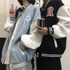 New Elegance Spring Autumn Coat Baseball Bomber Jacket Loose Letter R Men Women Couples Tops Plus Size Jackets Streetwear by Stevvex