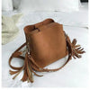 New Fashionable Scrub Women Bucket Bag Vintage Tassel Messenger Bag High Quality Shoulder Bag Simple Crossbody Bag For Females by Stevvex