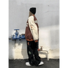 New Free Style Woman Jacket Hip Hop Furry Bone Patchwork Color Block Jackets Mens Streetwear Men Baseball Coats Unisex by Stevvex
