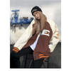 New Free Style Woman Jacket Hip Hop Furry Bone Patchwork Color Block Jackets Mens Streetwear Men Baseball Coats Unisex by Stevvex