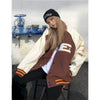 New Free Style Woman Jacket Hip Hop Furry Bone Patchwork Color Block Jackets Mens Streetwear Men Baseball Coats Unisex by Stevvex