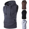 New Men's Solid Sleeveless Hoodie Sweatshirt Casual Loose Drawstring Tops with Pockets Autumn Winter Muscle Sleeveless Hoodies Gym Sport Bodybuilding Hoodie by Stevvex