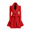 New Popular Women's Woolen Windbreaker Overcoat Jacket Coats Red XL Autumn And Winter Long Windbreaker Overcoat Fashionable Coat Jacket by Stevvex