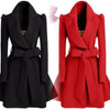 New Popular Women's Woolen Windbreaker Overcoat Jacket Coats Red XL Autumn And Winter Long Windbreaker Overcoat Fashionable Coat Jacket by Stevvex