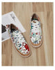 New Popular Womens Shoes Colorful Beautiful Flower Printing Shoes Lace-up Flat Women's Casual Womens Sneakers High-Quality Women's White Sports Casual Couple Shoes Summer Trainers Walking Sneakers by Stevvex