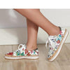 New Popular Womens Shoes Colorful Beautiful Flower Printing Shoes Lace-up Flat Women's Casual Womens Sneakers High-Quality Women's White Sports Casual Couple Shoes Summer Trainers Walking Sneakers by Stevvex