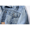 New Sizzling Women's Denim Jacket Fashionable Streetwear Letter Stylish Chic Printed Ripped Holes Jean Patchwork Jeans Female Coat by Stevvex