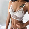 New Splendid French Style Lingerie Soft Bralette Deep V Lace Wireless Triangular Padded Cups Backless Bra by Stevvex