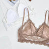 New Splendid French Style Lingerie Soft Bralette Deep V Lace Wireless Triangular Padded Cups Backless Bra by Stevvex