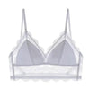 New Splendid French Style Lingerie Soft Bralette Deep V Lace Wireless Triangular Padded Cups Backless Bra by Stevvex