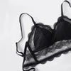 New Splendid French Style Lingerie Soft Bralette Deep V Lace Wireless Triangular Padded Cups Backless Bra by Stevvex