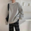 New Spring Fleece Thick Sweatshirt Vintage Solid Warm O Neck Pullover Grey Brown Lady New All-Match Hooded Autumn Women Pullover Round Neck Large Size Loose Long Sleeve Sweatshirt by Stevvex