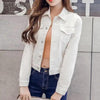 New Stunning Long Sleeve Winter Slim White Black Jeans Top For Women Solid Denim Jacket Women Short Overcoat For Ladies by Stevvex