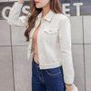 New Stunning Long Sleeve Winter Slim White Black Jeans Top For Women Solid Denim Jacket Women Short Overcoat For Ladies by Stevvex