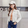New Stunning Long Sleeve Winter Slim White Black Jeans Top For Women Solid Denim Jacket Women Short Overcoat For Ladies by Stevvex