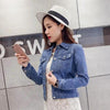 New Stunning Long Sleeve Winter Slim White Black Jeans Top For Women Solid Denim Jacket Women Short Overcoat For Ladies by Stevvex