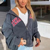 New Stunning Winter Printed Casual Loose Long Sleeve Windbreaker Jacket Trend Hooded Jacket Fashion For Women And Girls by Stevvex
