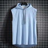 New Summer Men's Muscle Hoodie Vest Sleeveless Bodybuilding Gym Workout Fitness Shirt Summer Men's Running Vest Compression Tights Gym Tank Tops Quick Dry Sleeveless Sports Shirt Men Fitness Tanks by Stevvex