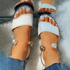 New Summer Women's Pearly Sandals Slippers Shoes Women Flats Sandals Flip Flop Casual Flat Slingback Pearl Sandals Fashion Beach Flip Flops Sandals Outdoor Slippers Round Toe Shoes by Stevvex