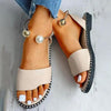 New Summer Women's Pearly Sandals Slippers Shoes Women Flats Sandals Flip Flop Casual Flat Slingback Pearl Sandals Fashion Beach Flip Flops Sandals Outdoor Slippers Round Toe Shoes by Stevvex