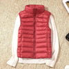 New Trendy Ultra Light Women's Duck Down Vest Jacket Autumn/Winter High collar Sleeveless Coat For Girls by Stevvex